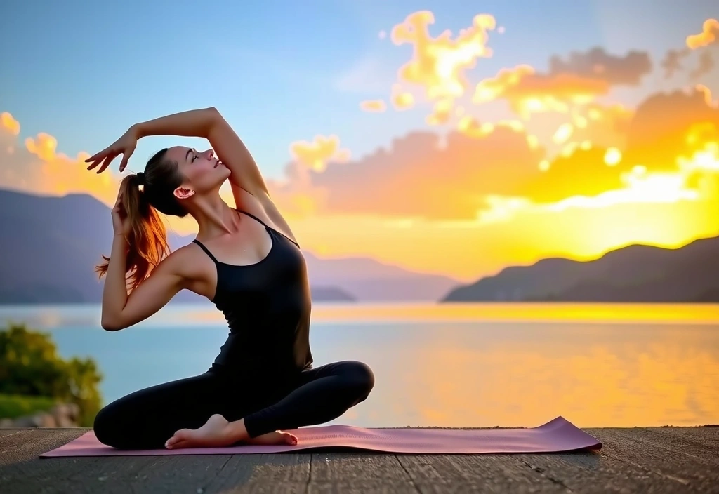 Anna Kowalska uprawiająca jogę na świeżym powietrzu o wschodzie słońca.