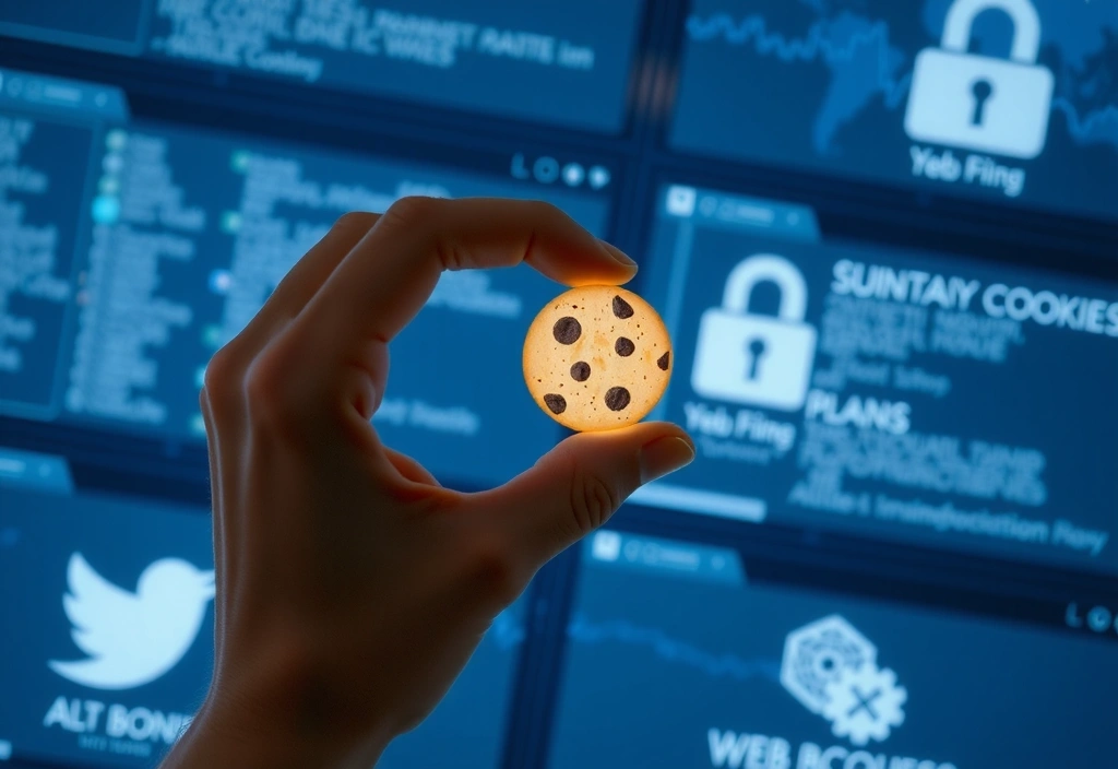 Ręka trzymająca ciasteczko z ikoną cookie